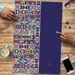 African Ndebele Art Patterns Puzzle Navy Blue Half Style