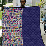 African Ndebele Art Patterns Quilt Navy Blue Half Style
