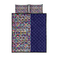 African Ndebele Art Patterns Quilt Bed Set Navy Blue Half Style
