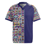 African Ndebele Art Patterns Rugby Jersey Navy Blue Half Style
