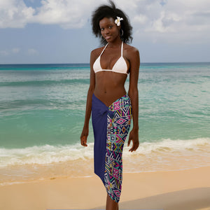 African Ndebele Art Patterns Sarong Navy Blue Half Style