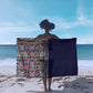 African Ndebele Art Patterns Sarong Navy Blue Half Style