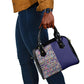 African Ndebele Art Patterns Shoulder Handbag Navy Blue Half Style