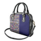 African Ndebele Art Patterns Shoulder Handbag Navy Blue Half Style