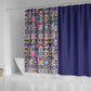 African Ndebele Art Patterns Shower Curtain Navy Blue Half Style