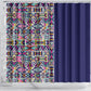 African Ndebele Art Patterns Shower Curtain Navy Blue Half Style