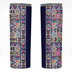 African Ndebele Art Patterns Skinny Tumbler Navy Blue Half Style