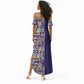 African Ndebele Art Patterns Summer Maxi Dress Navy Blue Half Style