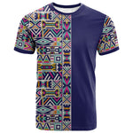 African Ndebele Art Patterns T shirt Navy Blue Half Style