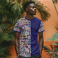 African Ndebele Art Patterns T shirt Navy Blue Half Style