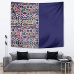 African Ndebele Art Patterns Tapestry Navy Blue Half Style