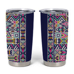 African Ndebele Art Patterns Tumbler Cup Navy Blue Half Style