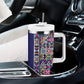 African Ndebele Art Patterns Tumbler With Handle Navy Blue Half Style