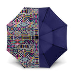 African Ndebele Art Patterns Umbrella Navy Blue Half Style