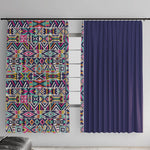 African Ndebele Art Patterns Window Curtain Navy Blue Half Style