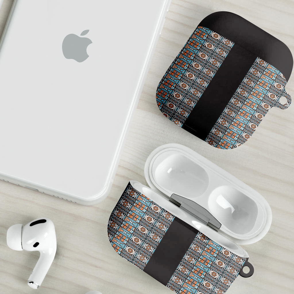 African Ndebele Traditional Attire AirPods Case Black Ndebele Stripe