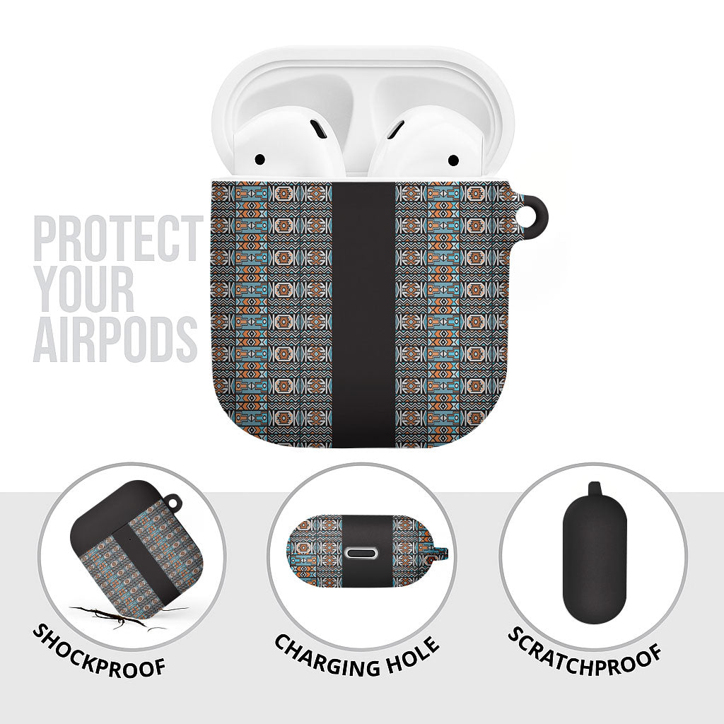 African Ndebele Traditional Attire AirPods Case Black Ndebele Stripe