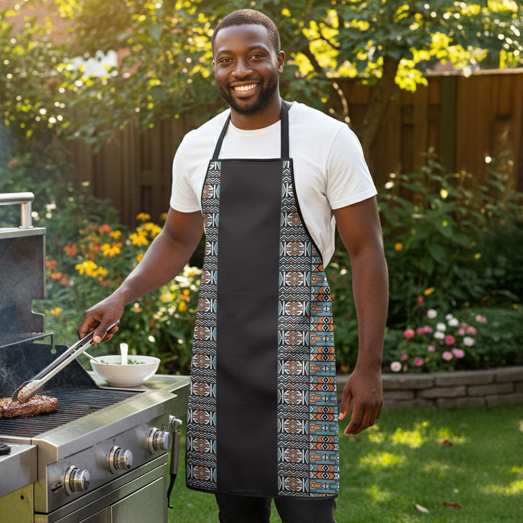 African Ndebele Traditional Attire Apron Black Ndebele Stripe