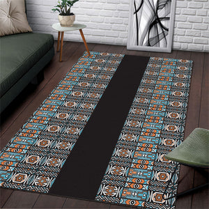African Ndebele Traditional Attire Area Rug Black Ndebele Stripe