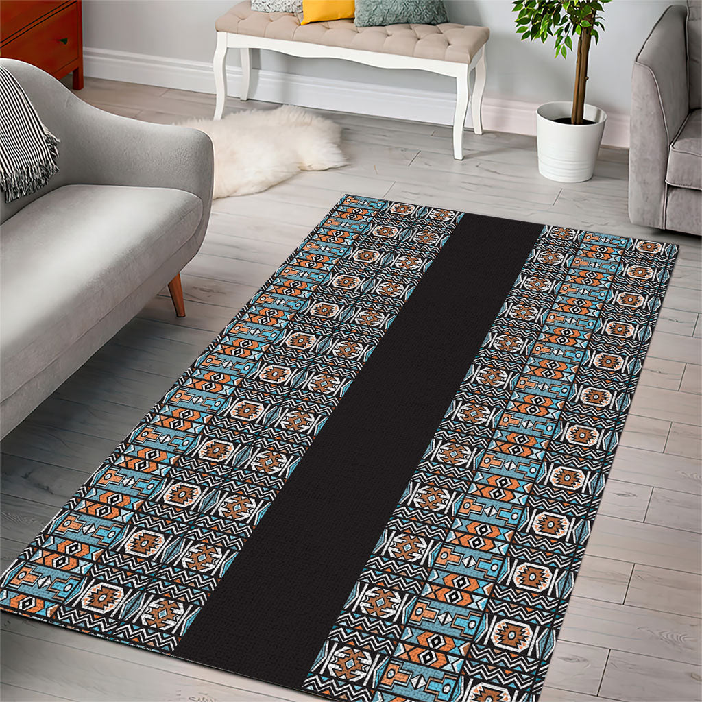 African Ndebele Traditional Attire Area Rug Black Ndebele Stripe