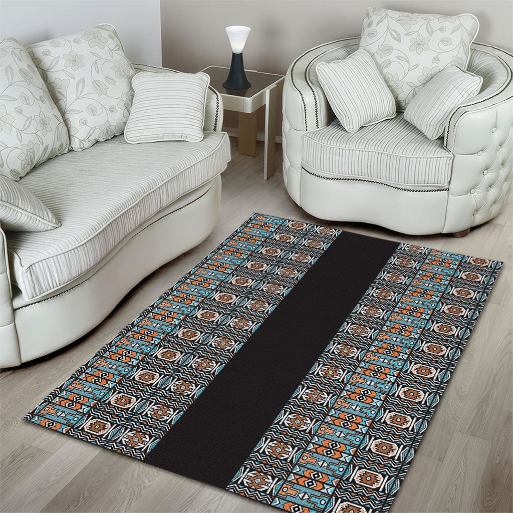 African Ndebele Traditional Attire Area Rug Black Ndebele Stripe
