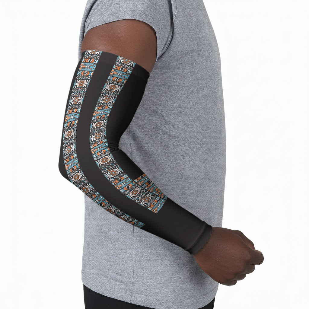 African Ndebele Traditional Attire Arm Sleeves Black Ndebele Stripe