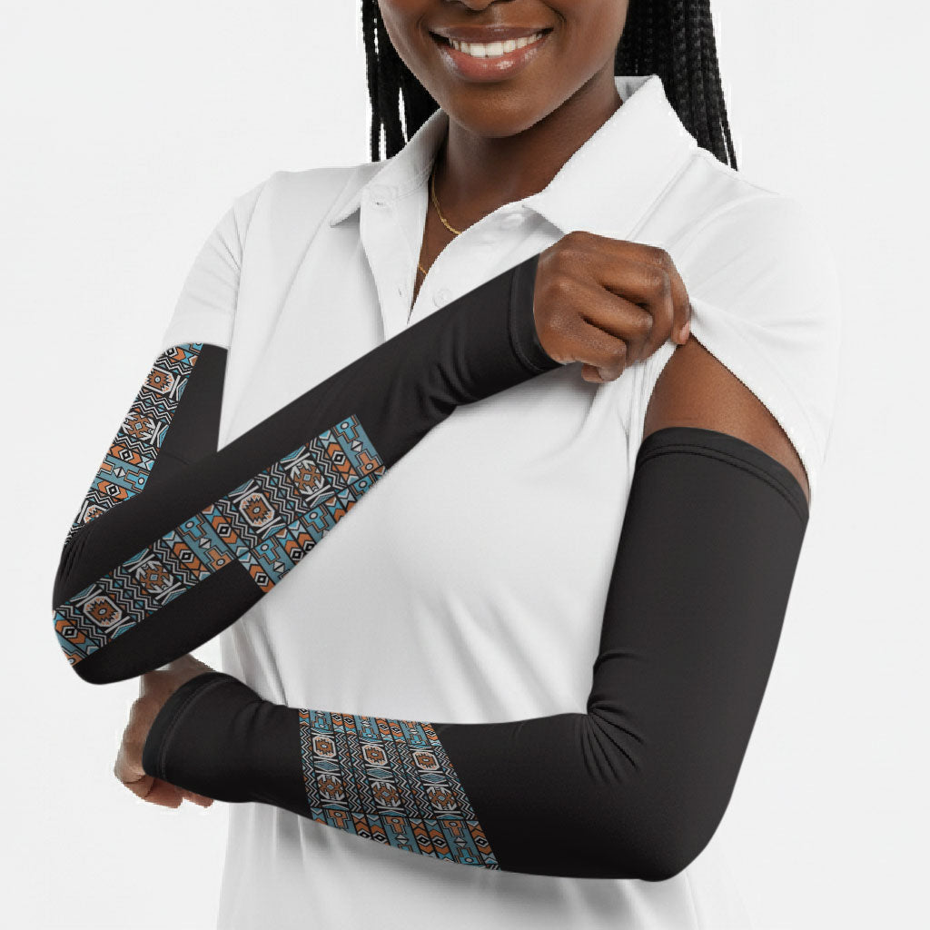 African Ndebele Traditional Attire Arm Sleeves Black Ndebele Stripe
