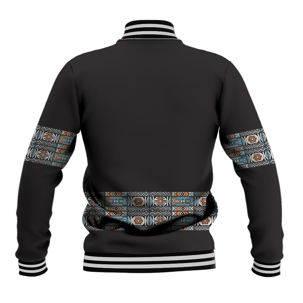 African Ndebele Traditional Attire Baseball Jacket Black Ndebele Stripe