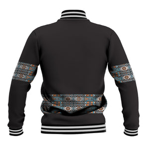 African Ndebele Traditional Attire Baseball Jacket Black Ndebele Stripe