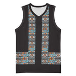 African Ndebele Traditional Attire Basketball Jersey Black Ndebele Stripe