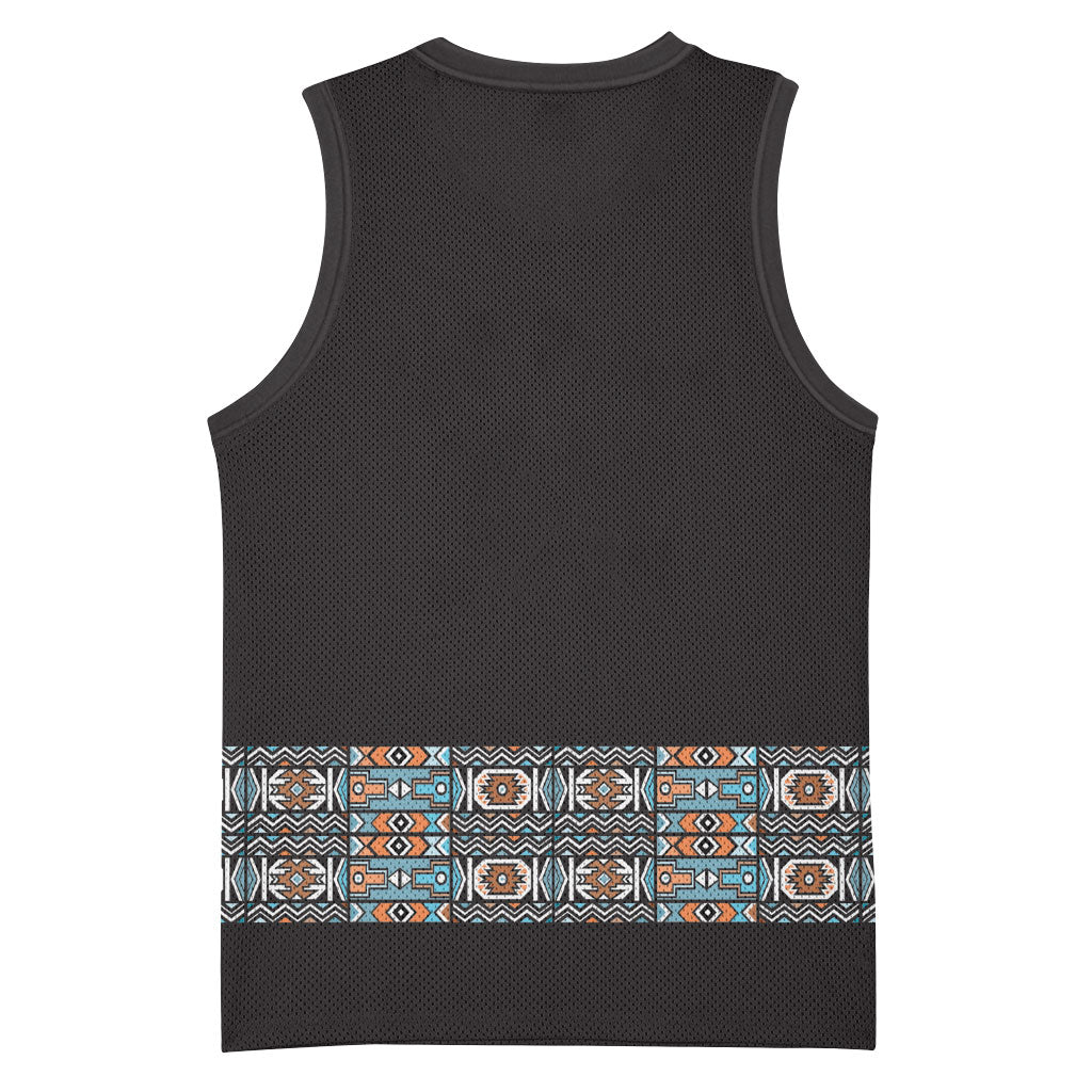 African Ndebele Traditional Attire Basketball Jersey Black Ndebele Stripe