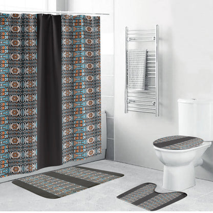 African Ndebele Traditional Attire Bathroom Set Black Ndebele Stripe