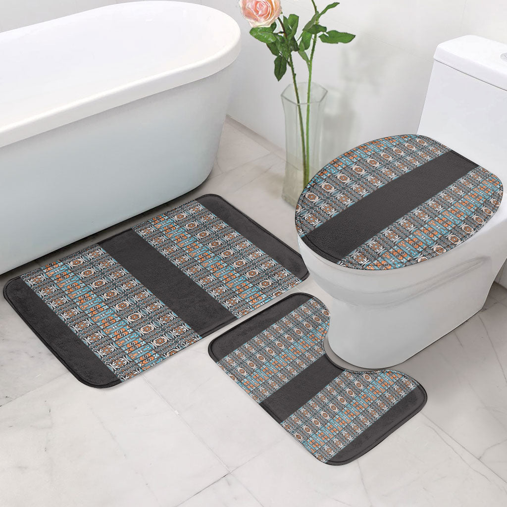 African Ndebele Traditional Attire Bathroom Set Black Ndebele Stripe