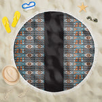 African Ndebele Traditional Attire Beach Blanket Black Ndebele Stripe