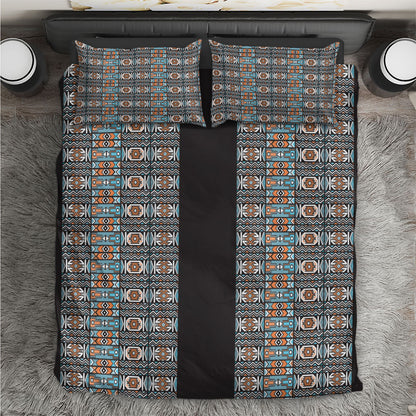 African Ndebele Traditional Attire Bedding Set Black Ndebele Stripe