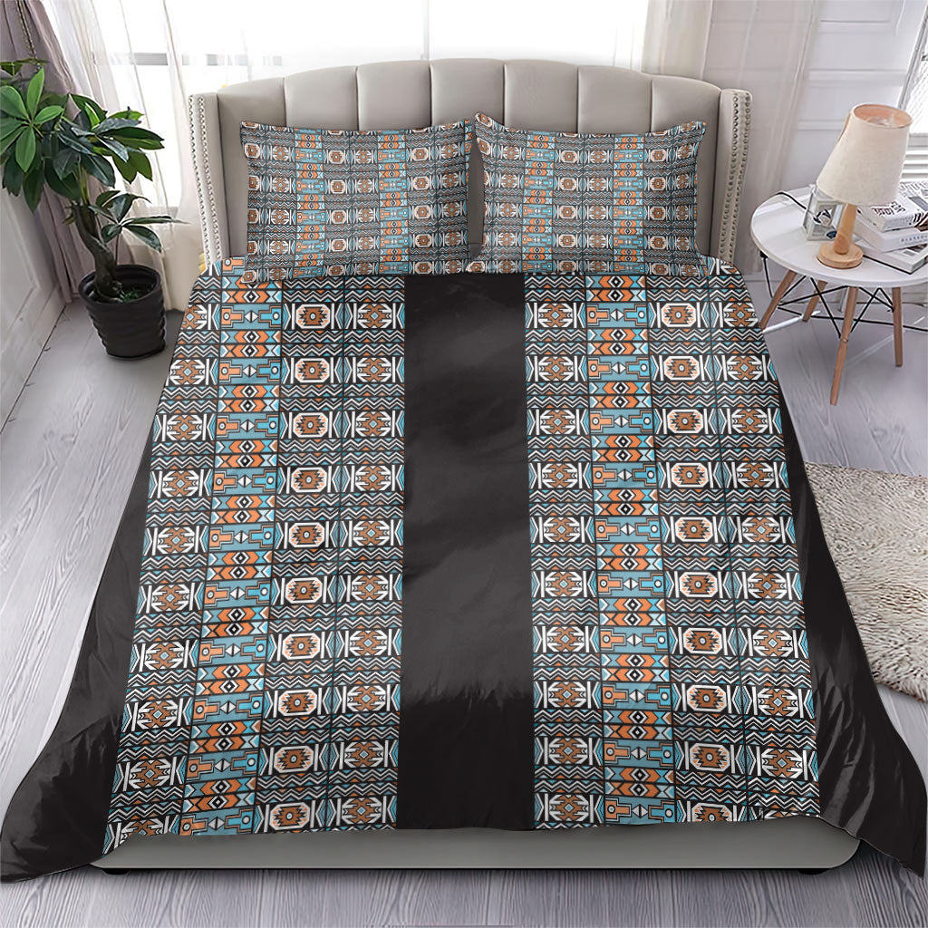African Ndebele Traditional Attire Bedding Set Black Ndebele Stripe