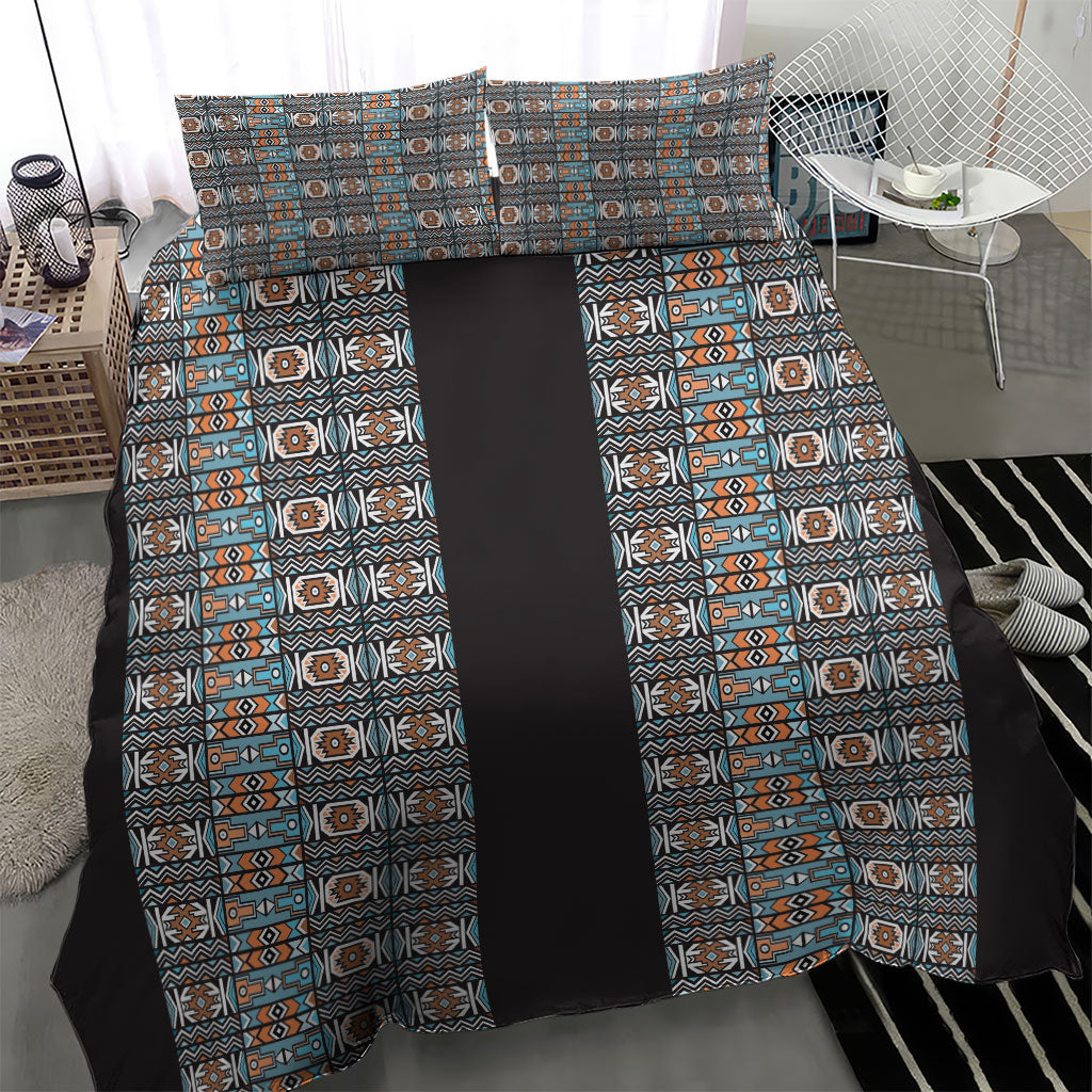 African Ndebele Traditional Attire Bedding Set Black Ndebele Stripe