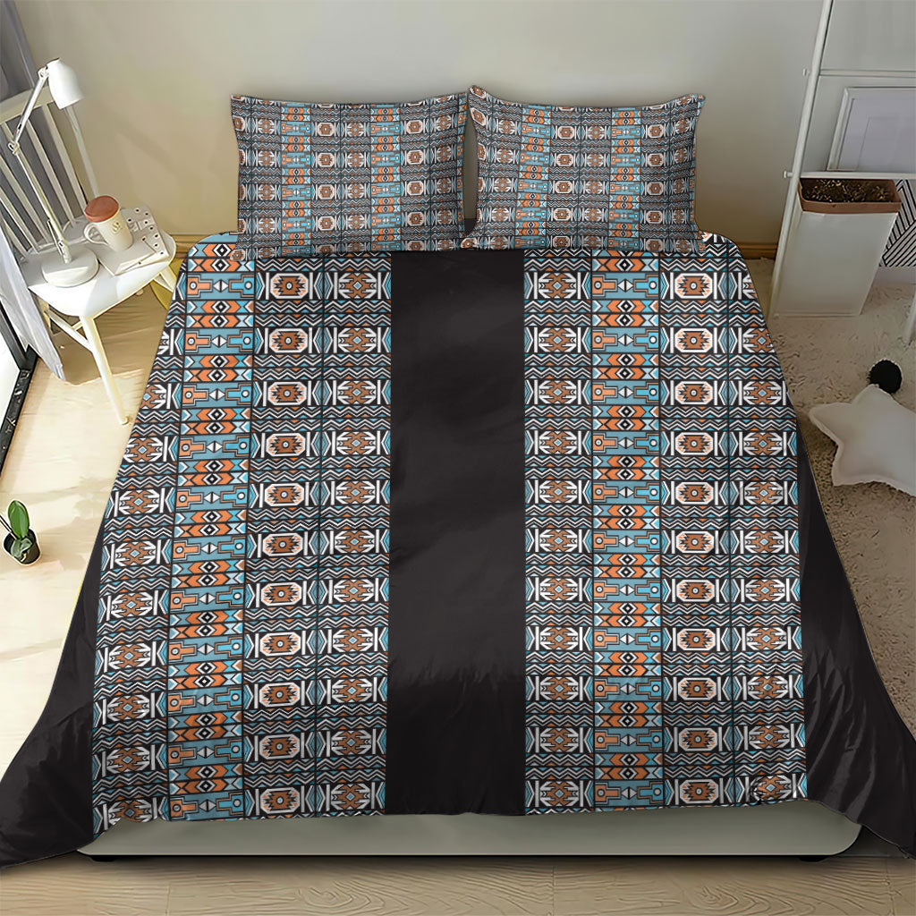 African Ndebele Traditional Attire Bedding Set Black Ndebele Stripe