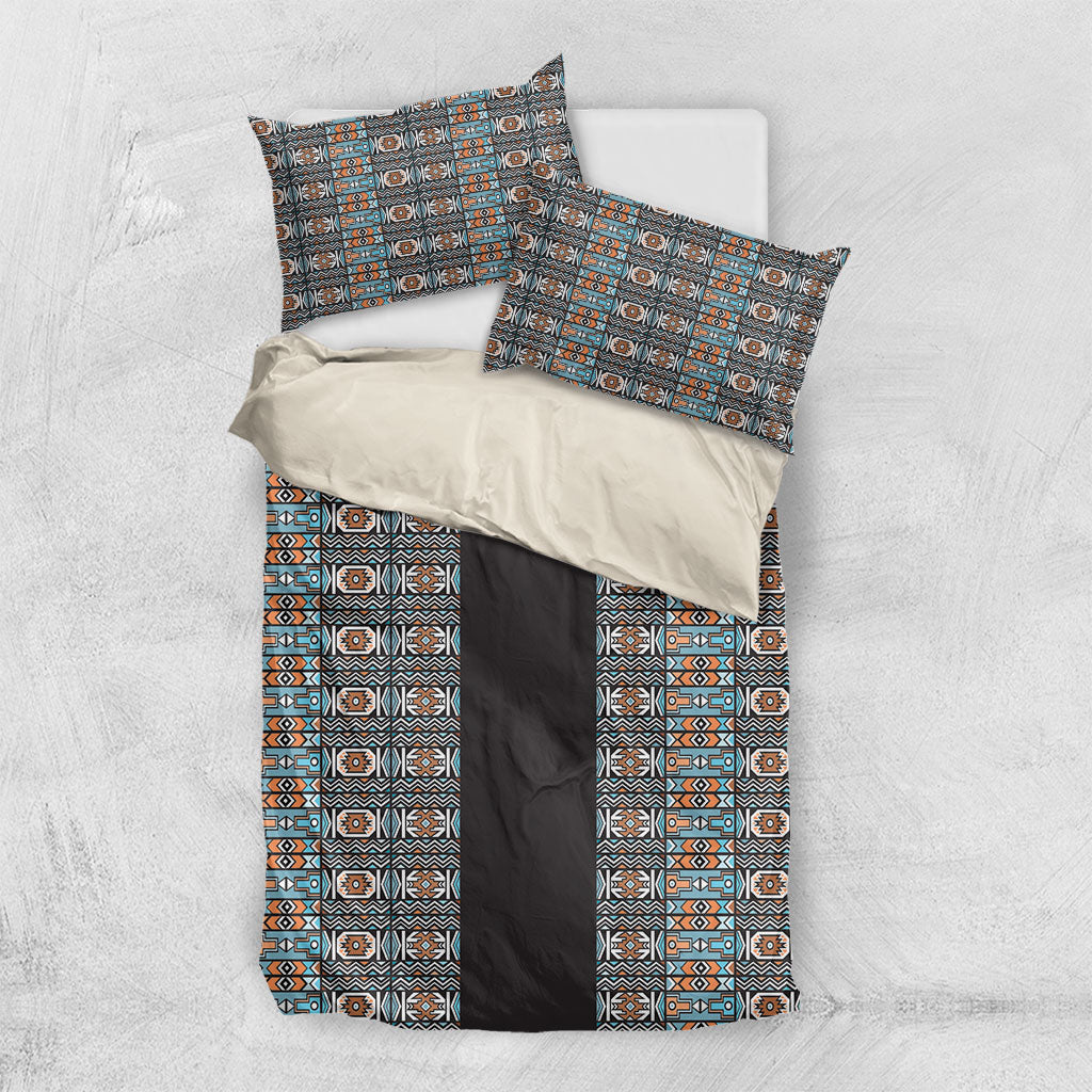 African Ndebele Traditional Attire Bedding Set Black Ndebele Stripe