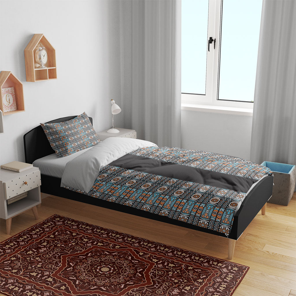 African Ndebele Traditional Attire Bedding Set Black Ndebele Stripe