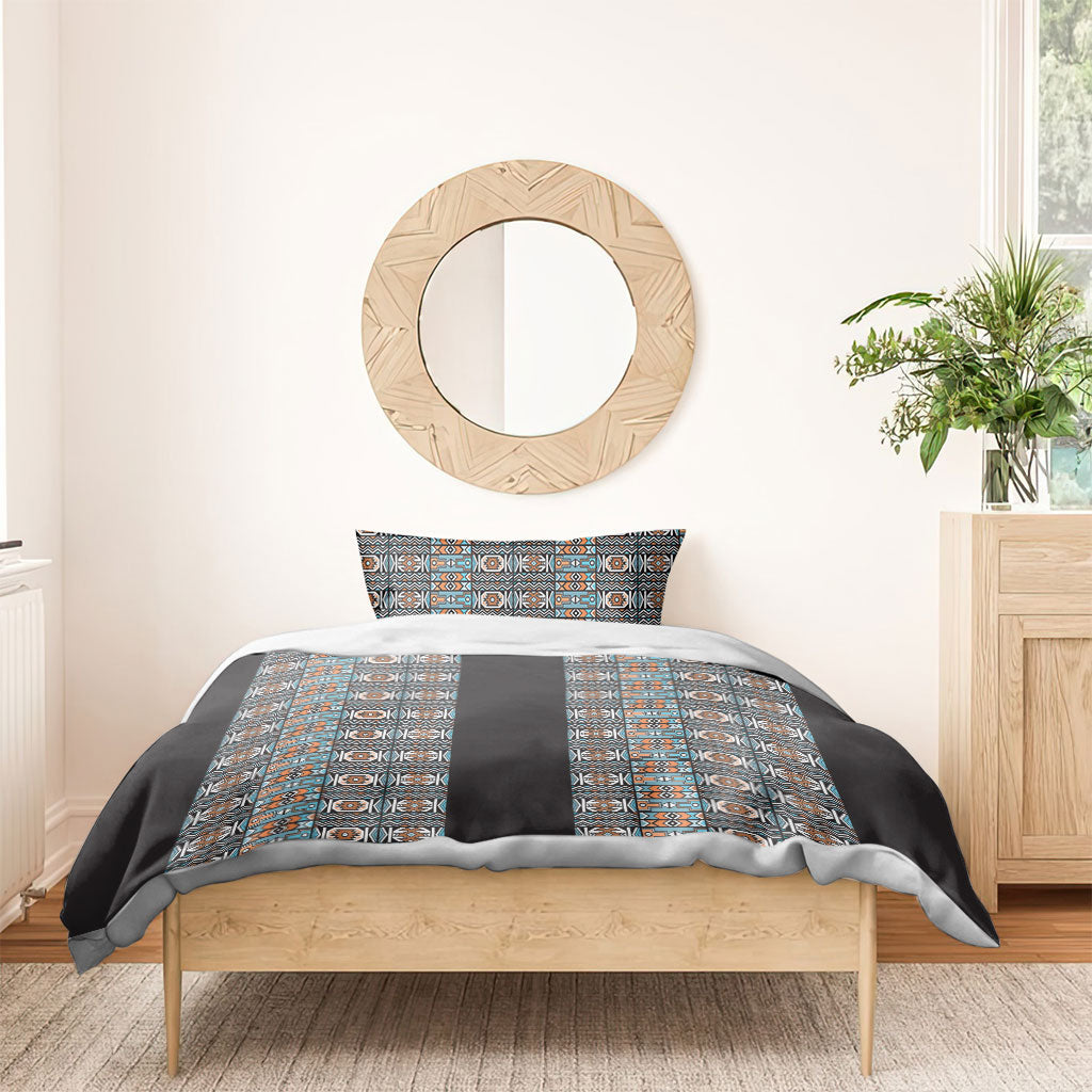African Ndebele Traditional Attire Bedding Set Black Ndebele Stripe