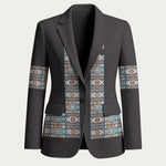 African Ndebele Traditional Attire Blazer Black Ndebele Stripe
