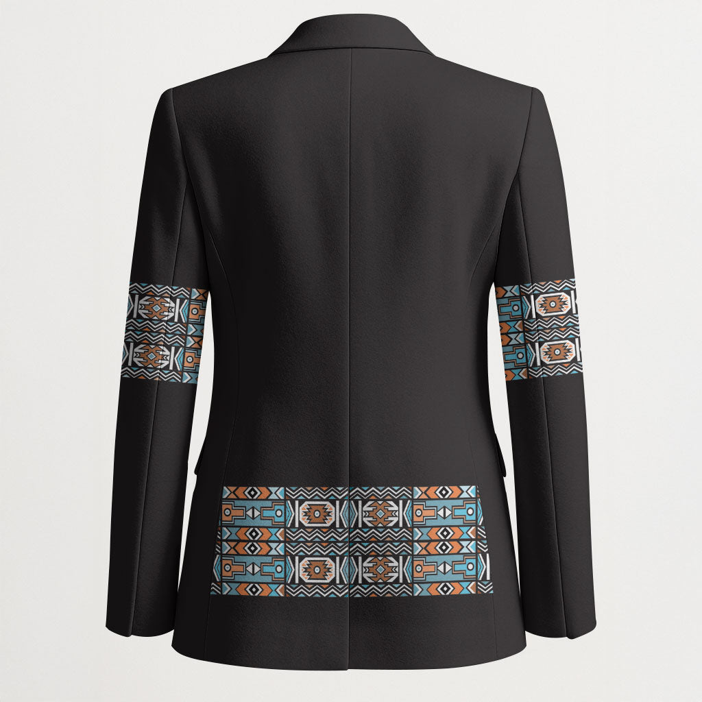 African Ndebele Traditional Attire Blazer Black Ndebele Stripe