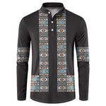 African Ndebele Traditional Attire Button Sweatshirt Black Ndebele Stripe