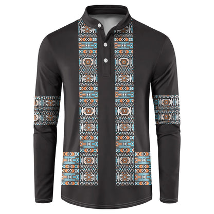 African Ndebele Traditional Attire Button Sweatshirt Black Ndebele Stripe