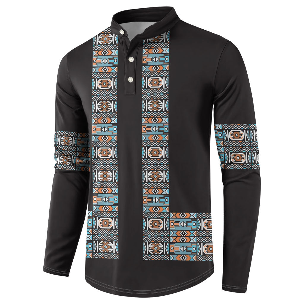 African Ndebele Traditional Attire Button Sweatshirt Black Ndebele Stripe
