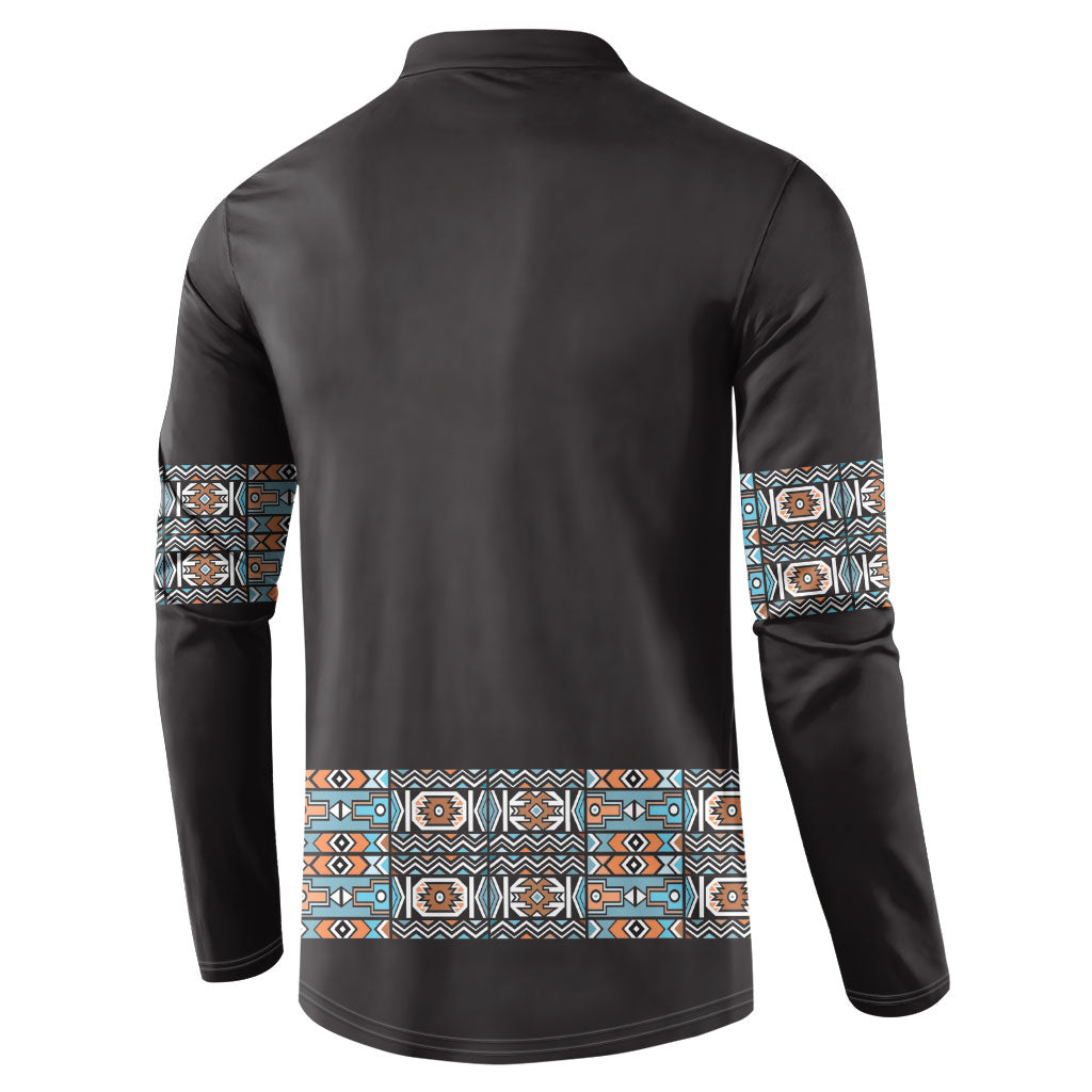 African Ndebele Traditional Attire Button Sweatshirt Black Ndebele Stripe