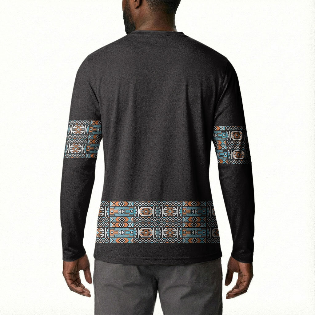 African Ndebele Traditional Attire Button Sweatshirt Black Ndebele Stripe