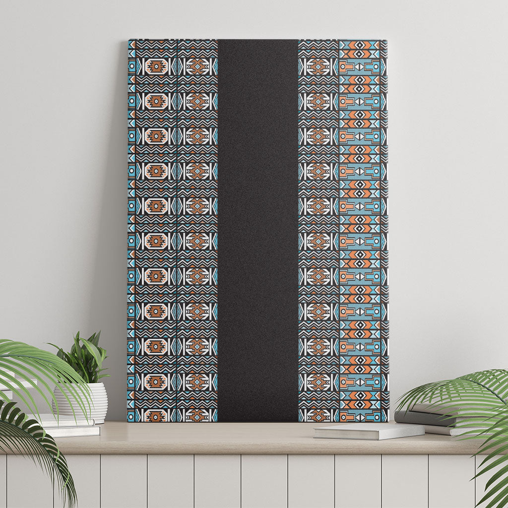 African Ndebele Traditional Attire Canvas Wall Art Black Ndebele Stripe