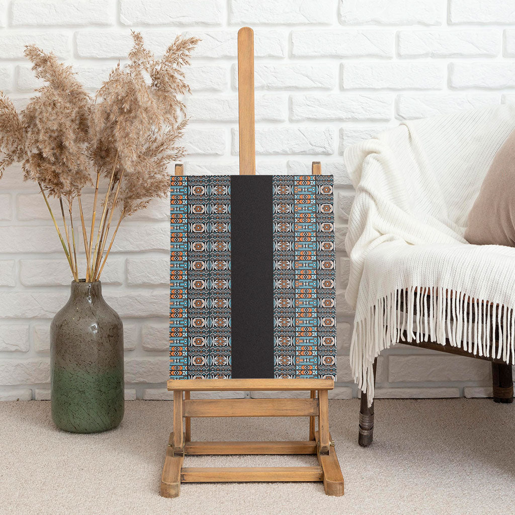 African Ndebele Traditional Attire Canvas Wall Art Black Ndebele Stripe